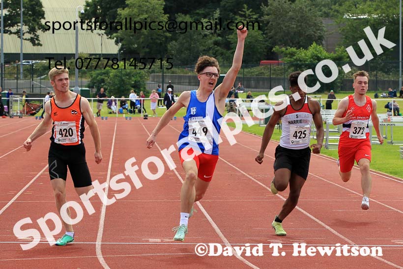 Mens Under-17s 100 metres, 2023 Northern Under-13s, Under-15s and Under-17s, Middlesbrough.  Photo: David T. Hewitson/Sports for All Pics